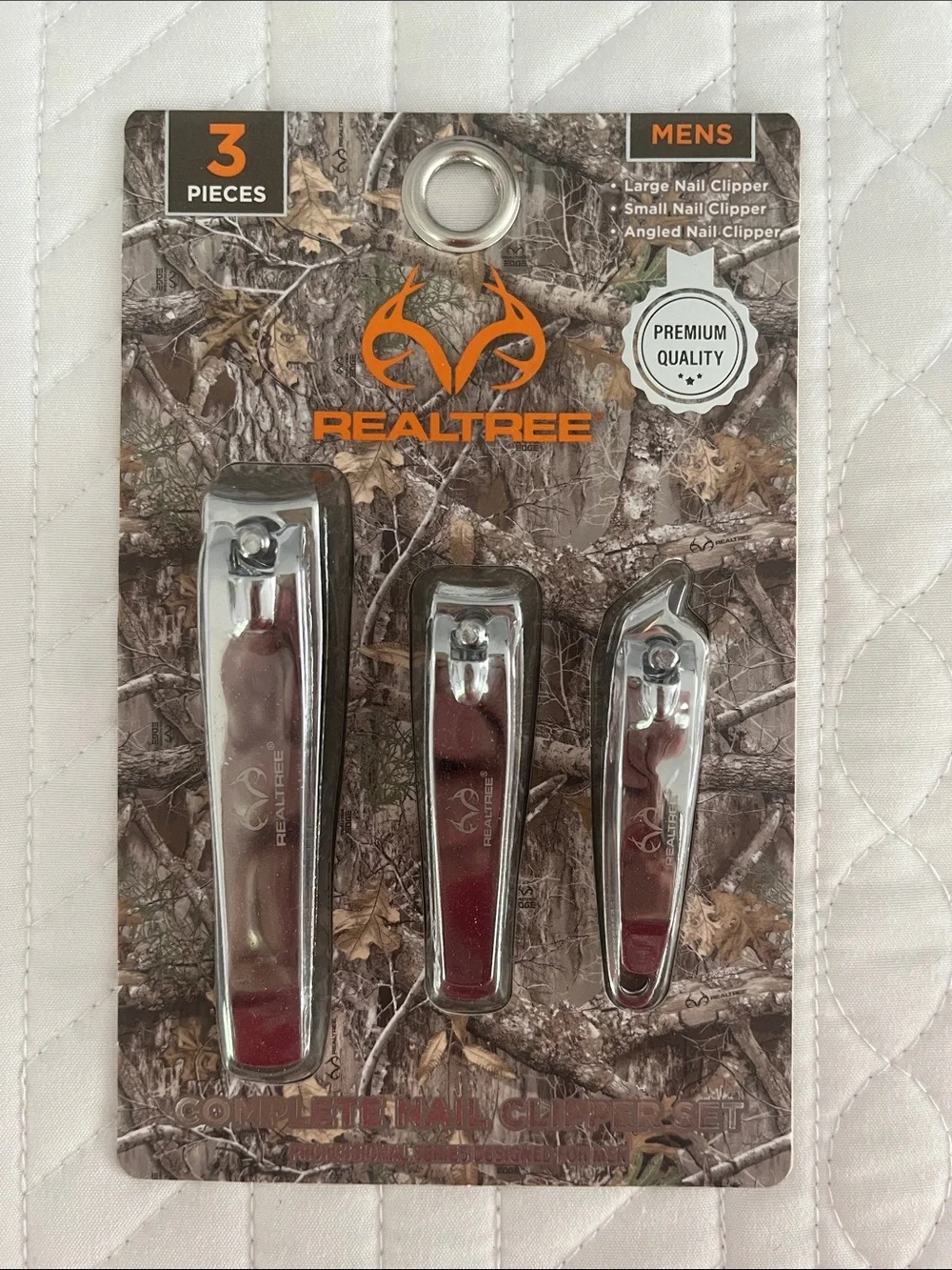 Realtree Men’s 3-Piece Stainless Steel Nail Clipper Set - Silver